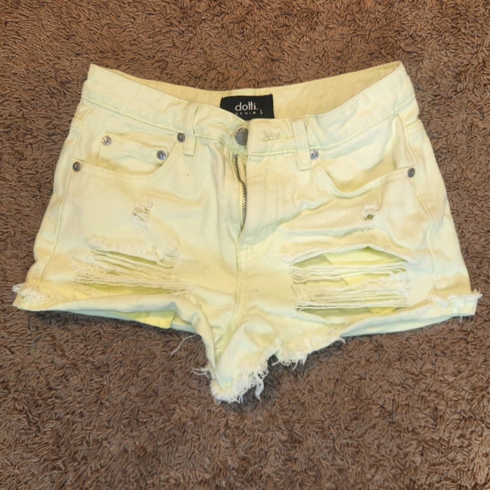 Yellow distressed shorts size 6